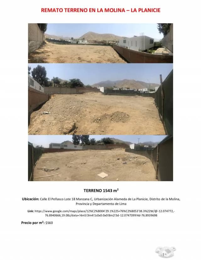 REMATO TERRENO EN LA MOLINA – LA PLANICIE — foto 1
