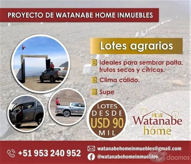 *VENTA DE LOTES AGRARIOS PARA RIEGO TECNIFICADOS* SUPE — foto 1