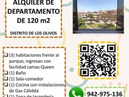 ALQUILER DE DEPARTAMENTO 120m2-LOS OLIVOS