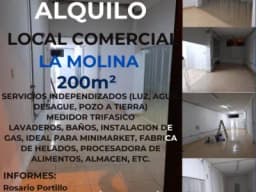 GRAN OCASION ALQUILO LOCAL COMERCIAL 200 M² EN LA MOLINA