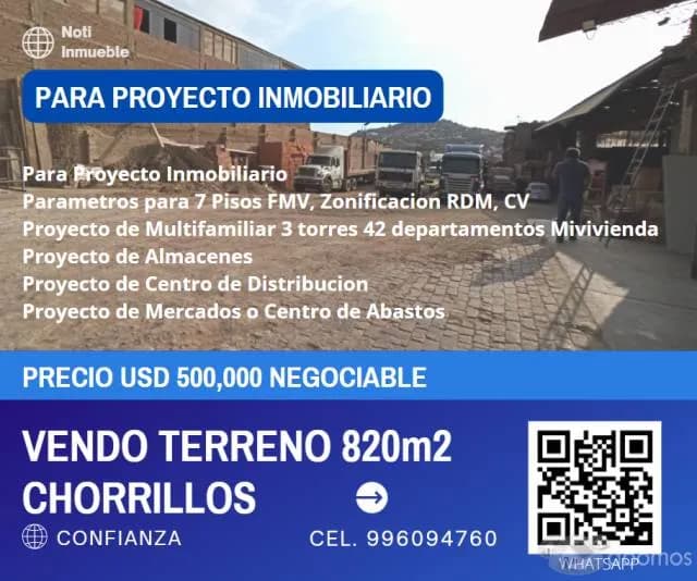 Vendo terreno 820m2 Chorrillos — foto 1
