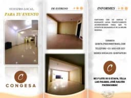 LOCAL DE EVENTO- COMERCIAL  DE ESTRENO EN PACHACAMAC !! ELEGANTE Y ESPACIOSO CON TECHO ALTO