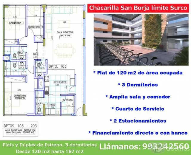 Departamentos 3 dormitorios Estreno Chacarilla — foto 2