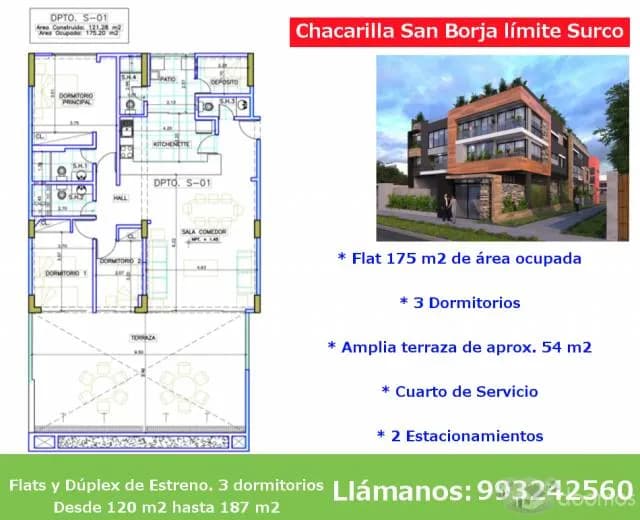 Departamento con terraza grande en primer piso en Chacarilla — foto 2