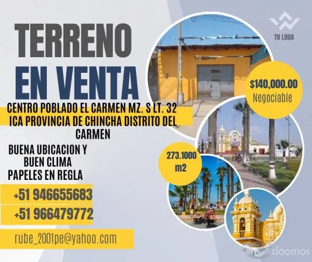 TERRENO EN PLAZA DE ARMAS DE EL CARMEN (CHINCHA) — foto 1