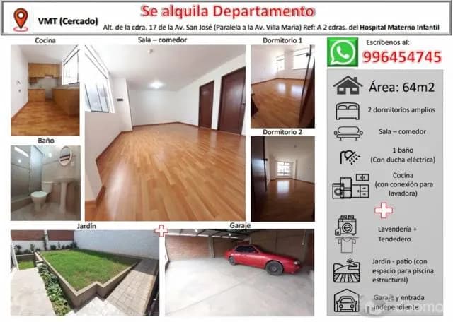 Bonito Departamento de 2 dormitorios - Zona Cèntrica de VMT - Lima — foto 1