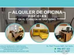 ALQUILER DE OFICINA EN EL CORAZÓN DE SAN ISIDRO - POR DÍAS