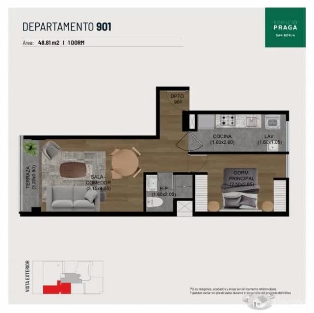 Venta de departamento de 48.81m2 en San Borja — foto 1