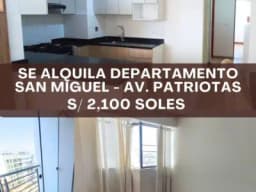ALQUILER DE DEPARTAMENTO EN SAN MIGUEL AV. PATRIOTAS