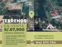 Terreno en Venta en Pucallpa - 1,000 m² en Zona de Alto Crecimiento | S/67,900