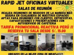 Alquiler de Coworking Rapid Jet desde 15 Soles