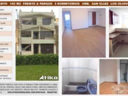 DEPARTAMENTO  102 M2  FRENTE A PARQUE  3 DORMITORIOS  URB.  SAN ELIAS  LOS OLIVOS  $ 78.000