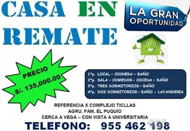 REMATO CASA DE 4 PISOS EN CARABAYLLO — foto 1