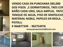 CASA EN VENTA DE DOS PISOS  $85.000 CON 5 DORMITORIOS