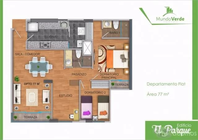 EDIFICIO "EL PARQUE"/ FLAT DE 77m2 / PUEBLO LIBRE — foto 2