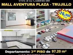 TRUJILLO - ULTIMO DEPARTAMENTO. Hermoso y Amplio 3er PISO con 03 habitaciones de 97.20m2 a US$ 76,900 dólares