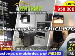 Alquiler de habitaciones amobladas a 850 SOLES POR MES en Chiclayo a 150 metros de las Musas 950000940 LLAME YA!