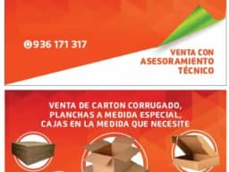 Ventas de cartones corrugados, planchas y cajas de cartón