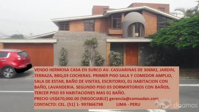 VENDO HERMOSA CASA  AV. CASUARINAS SURCO — foto 2