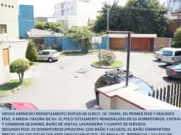 VENDO HERMOSO DEPARTAMENTO DUPLEX EN FRANCISCO DE CUELLAR SURCO