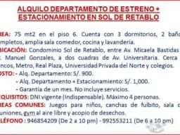 SE ALQUILA DEPARTAMENTO DE ESTRENO