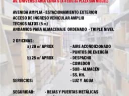 ALMACEN A 3 CUADRAS DE PLAZA SAN MIGUEL