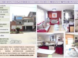 DEPARTAMENTO 71 M2 3 DORMITORIOS 1 BAÑOS URB COVIDA LOS OLIVOS $ 72.000