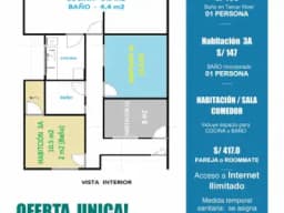Espacios habitacionales en Alquiler para SEÑORITAS