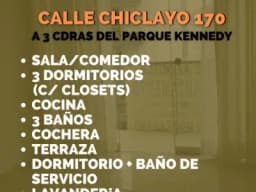 ALQUILER DE DEPARTAMENTO EN MIRAFLORES