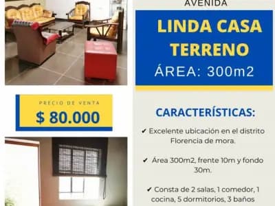 VENTA LINDA CASA - TERRENO CON 300 M2 Y A UN PASO DE LA AVENIDA