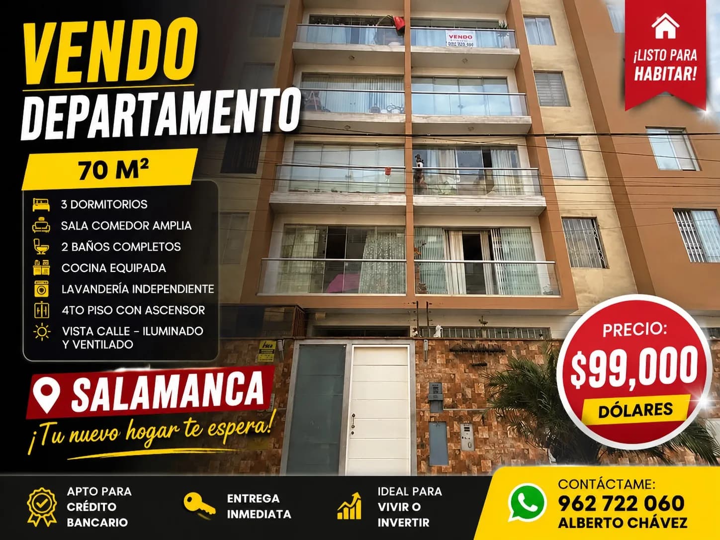 VENDO MODERNO DEPARTAMENTO DE 70 M2 EN SALAMANCA — foto 1